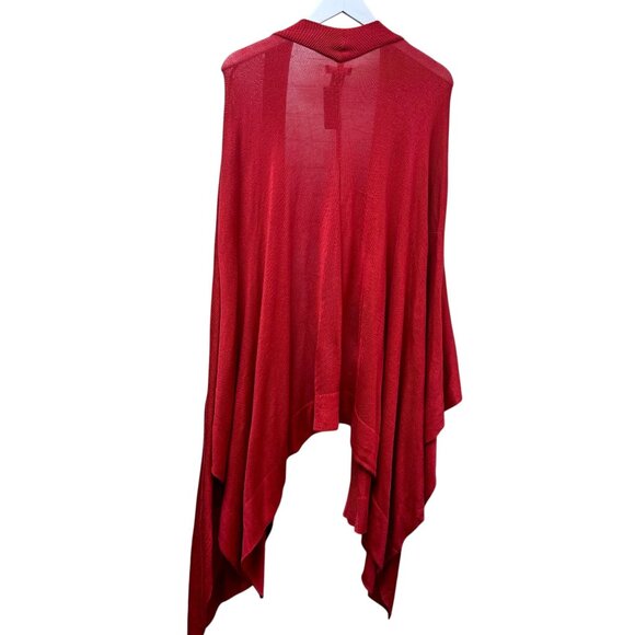 Lane Bryant Sweater Shawl Red Cape One Size Holiday Christmas Cardigan Top - Picture 4 of 12